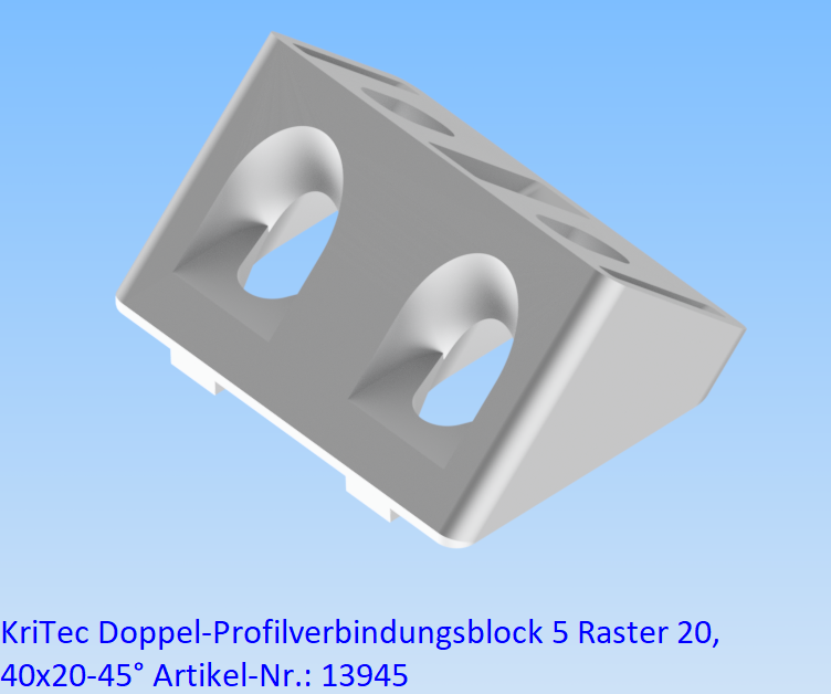 KriTec Doppel-Profilverbindungsblock 5 Raster 20, 40x20-45°