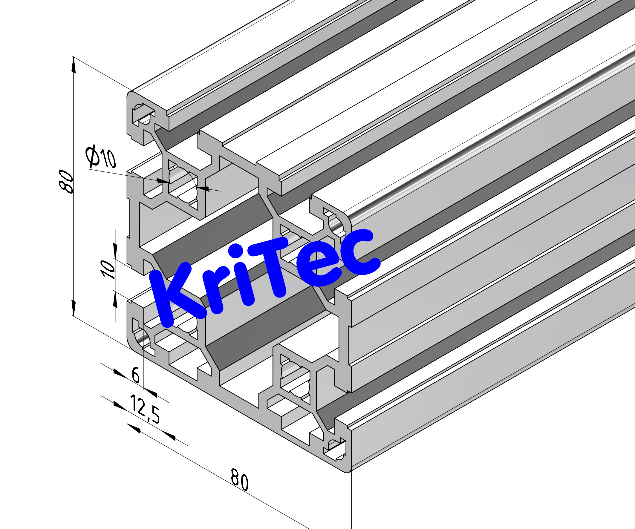 KriTec Flächeneinfassprofil 8 Raster 40, grau