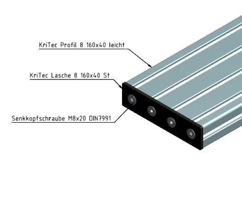 KriTec Lasche 8 160x40x5 Stahl, schwarz