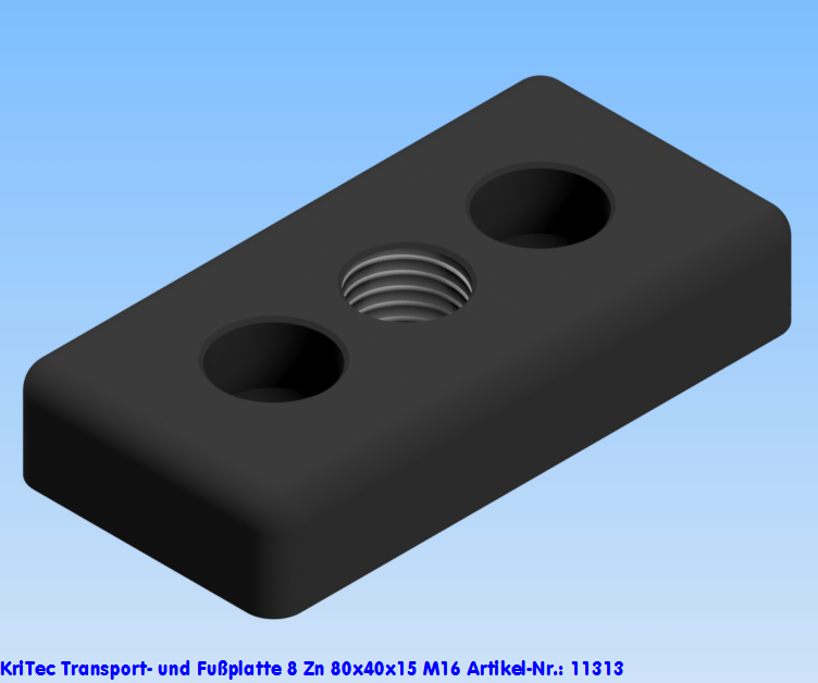 KriTec Transport- und Fußplatte 8 Zn 80x40x15 M16