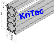 KriTec Linearschlitten-Profilträgerset 8 200x80, Welle D14, hochkant