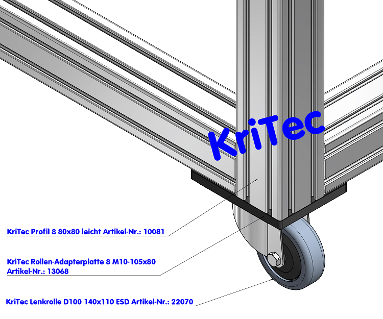 KriTec Lenkrolle D100 140x110 ESD