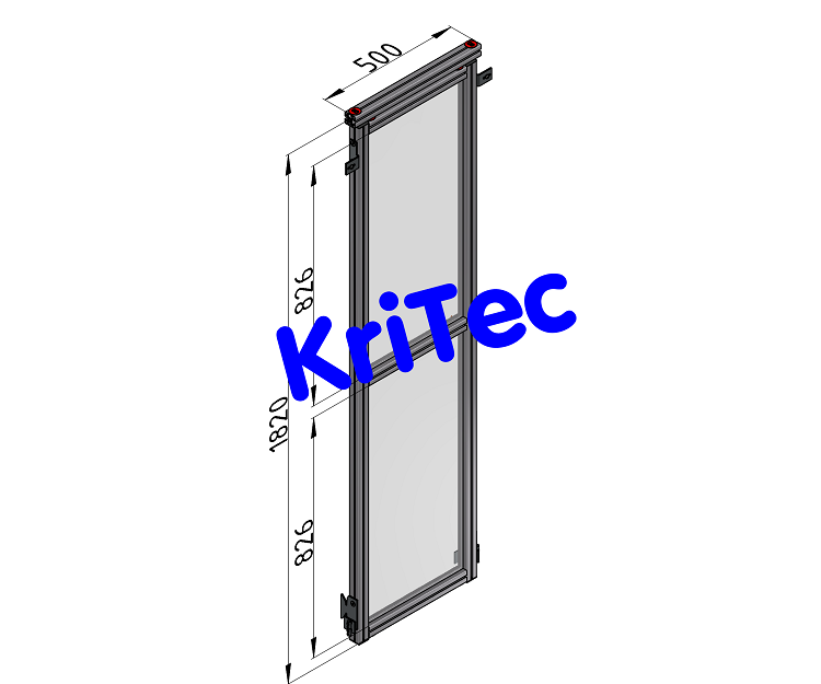 KriTec Schutzzaunelement Nut 8 Raster 40, B500xH2000mm, Polycarbonat PC, klar 5mm