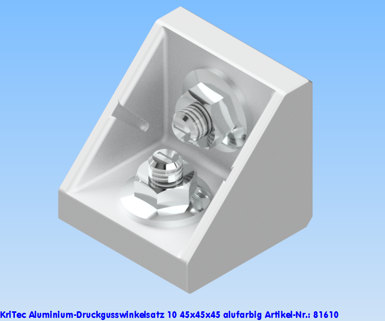 KriTec Aluminium-Druckgusswinkelsatz 10 45x45x45 alufarbig