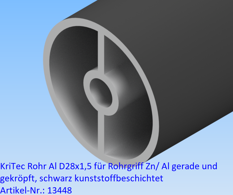 KriTec Rohr Al D28x1,5 für Rohrgriff Zn/ Al gerade und gekröpft, schwarz kunststoffbeschichtet