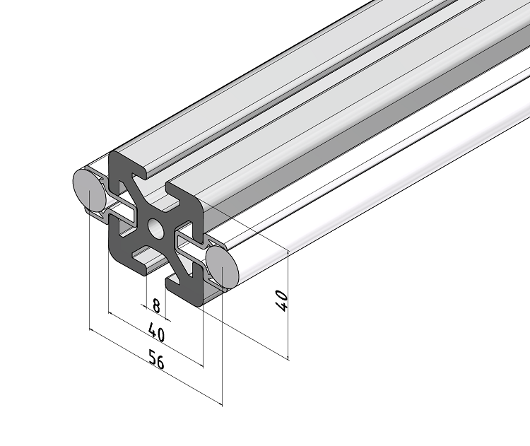 KriTec Linearschlitten-Profilträgerset 8 40x40 schwer, Welle D14
