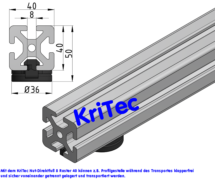 KriTec Nut-Direktfuß 8 Raster 40