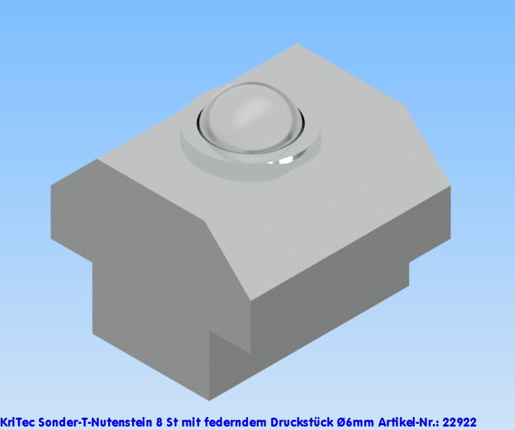 KriTec Sonder-T-Nutenstein 8 St mit federndem Druckstück Ø6mm