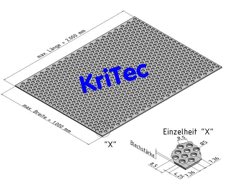 KriTec Stahl Lochblech verzinkt (Rundlöcher)