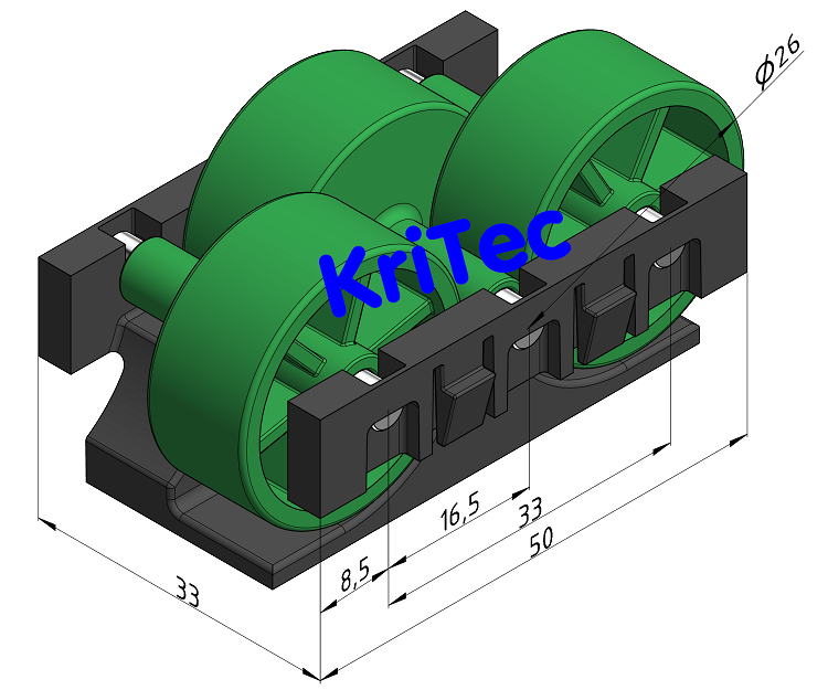 KriTec Rollenelement D28 mit Rolle H26 grün ähnl. RAL 6032