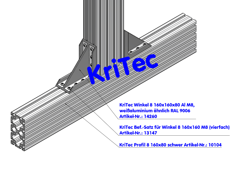 KriTec Befestigungssatz für Winkel 8 160x160 M8 (vierfach)
