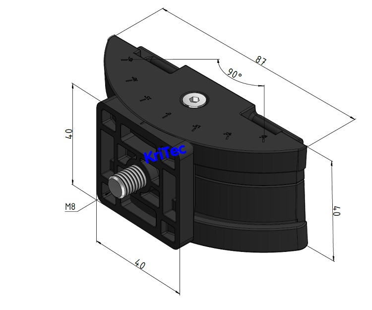 KriTec Schwenkadapter 10 Raster 40 inkl. Bef.-Satz