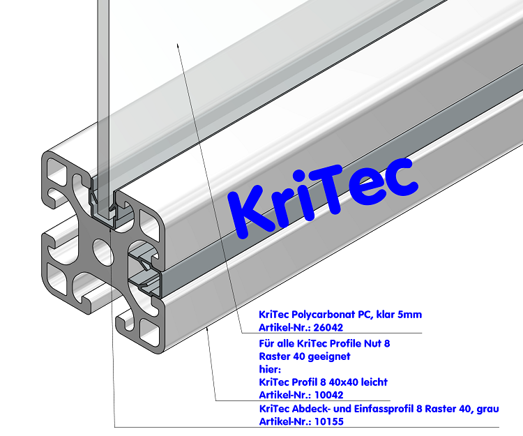 KriTec Abdeck- und Einfassprofil 8 Raster 40, grau
