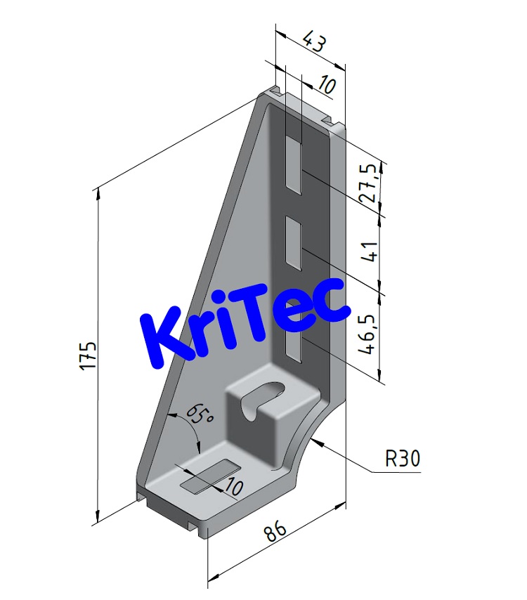 KriTec Fundamentwinkel 10 180x45 GD-Al, blank