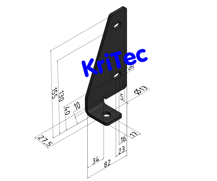 KriTec Bodenadapter linksbündig für Profil 6 30x30, schwarz