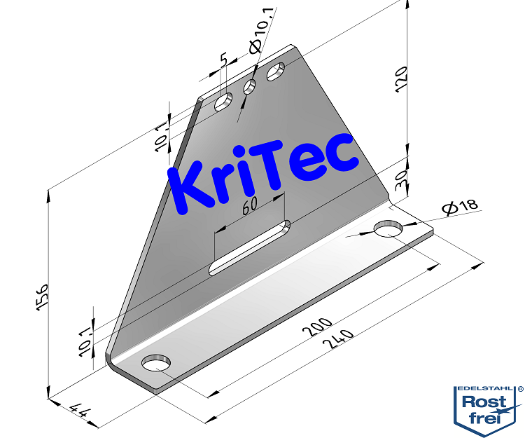 KriTec Stellfuß 240x160x4 VA rostfrei
