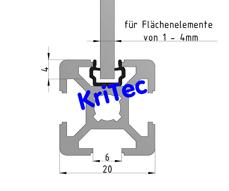 KriTec Abdeck- und Einfassprofil 6 Raster 20, schwarz