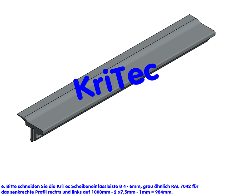 KriTec Scheibeneinfassleiste 8 4-6mm, grau ähnlich RAL 7042