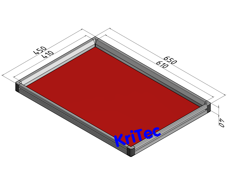 KriTec Tablett 6x4 ESD, Rand vierseitig, Innenmaß 610x410mm, rot ähnl. RAL 3000