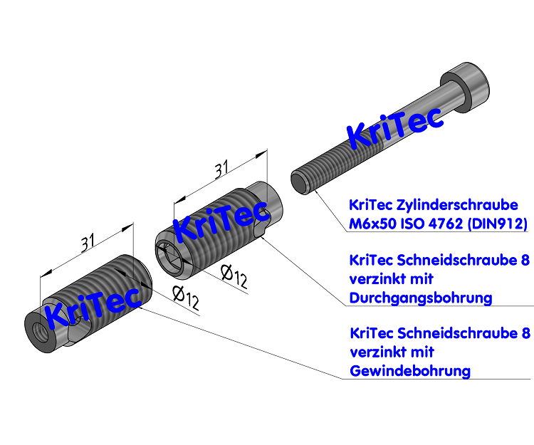 KriTec Automatik-Stoßverbindungssatz 8, verzinkt