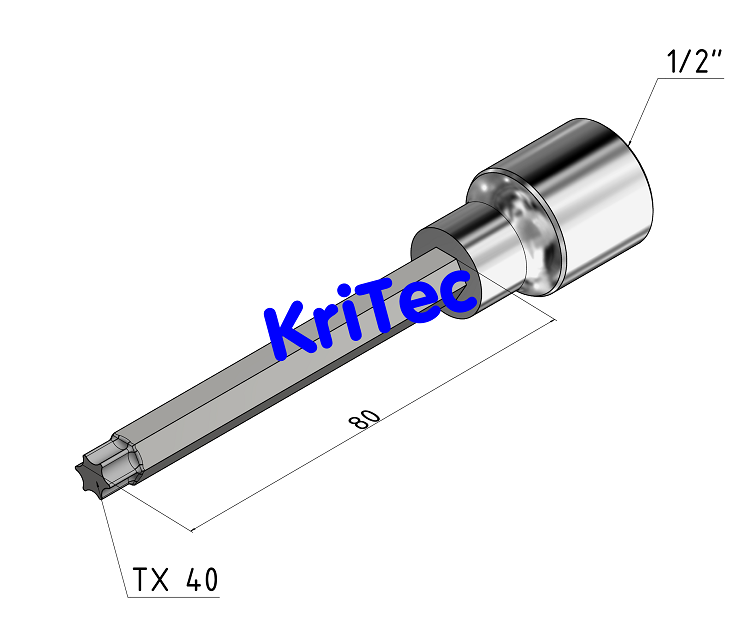 KriTec Nuss 1/2'' TX 40 lang, Länge 80mm