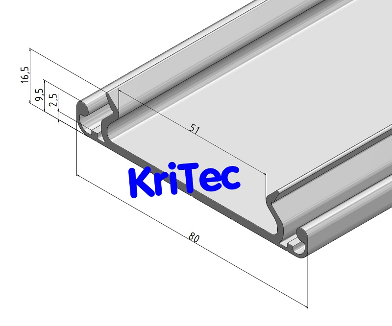 KriTec Kabelkanal-Träger/Deckelprofil 80