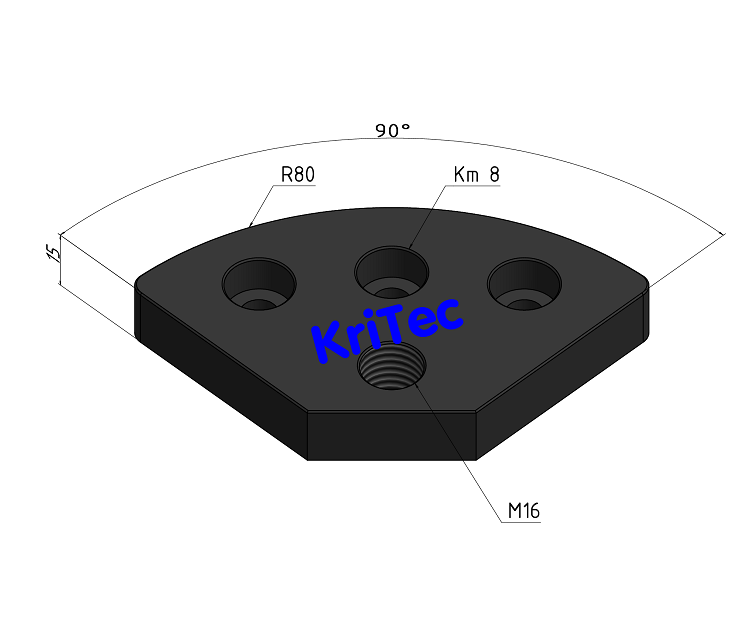 KriTec Transport- und Fußplatte St 8 R40/80-90°, M16, schwarz