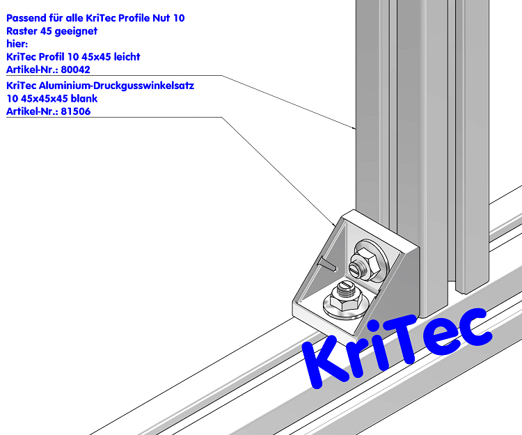 KriTec Alu-Druckgusswinkel 10 45x45x45 blank