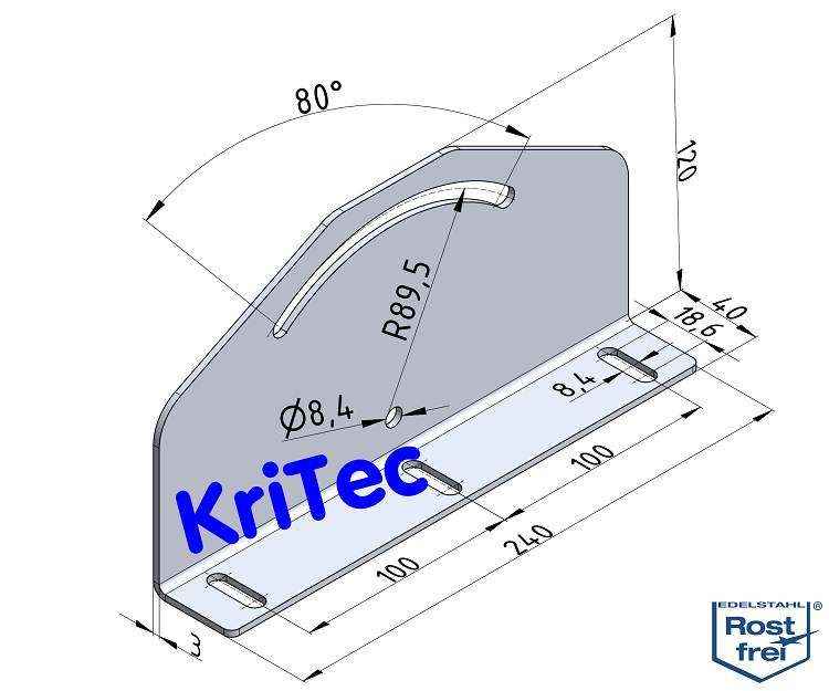 KriTec Schwenkwinkel Mammut, VA rostfrei