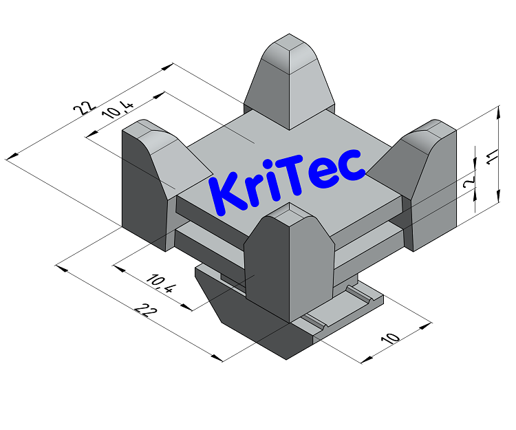 KriTec Kreuzkabelbinderblock 10 Raster 40 und 45, grau