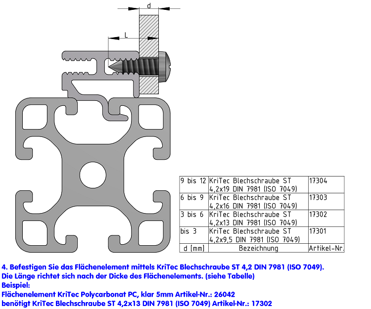 KriTec Winkelschraubleiste 8 Al E, natur