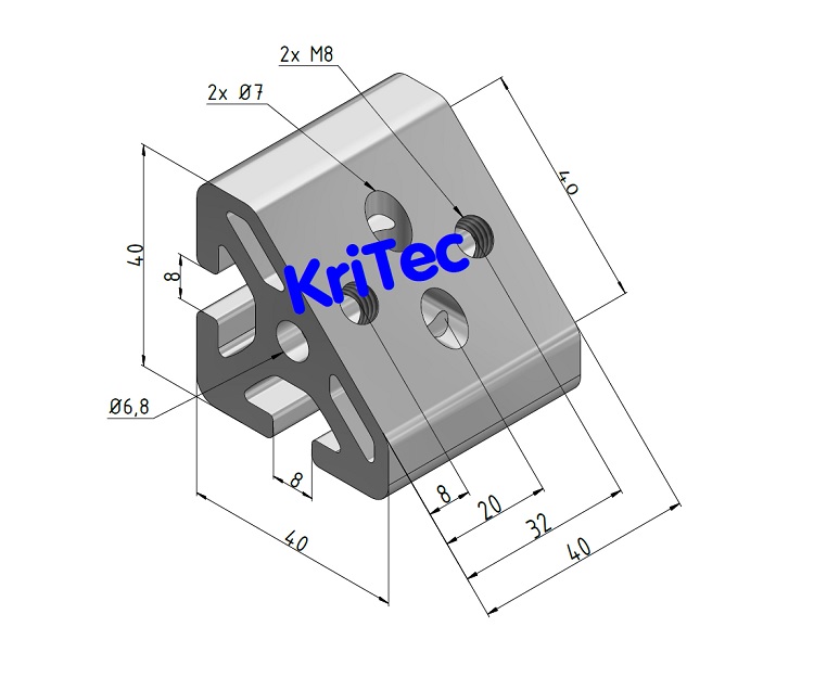 KriTec Winkelelemente 8 T1-40, natur eloxiert