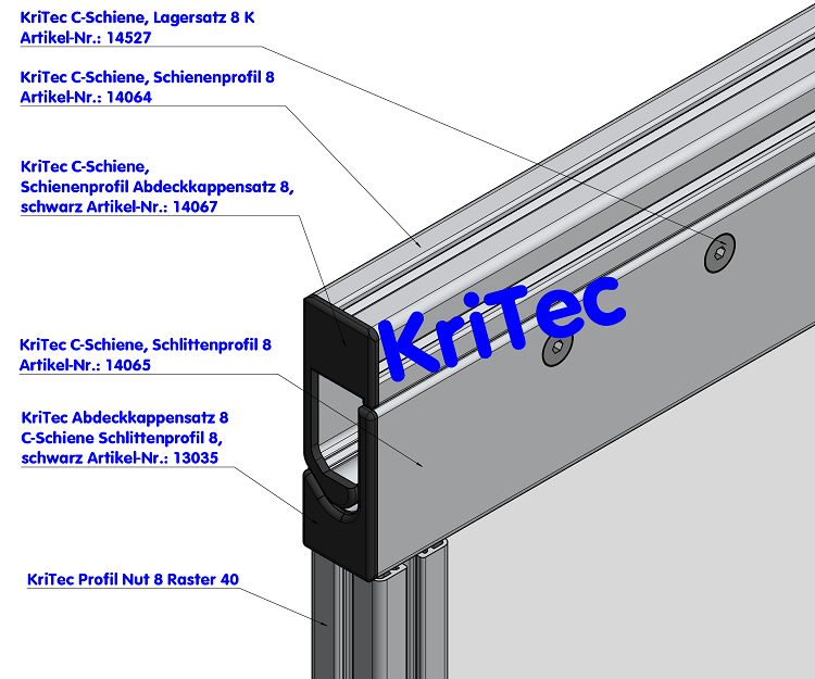 KriTec C-Schiene, Lagersatz 8 K