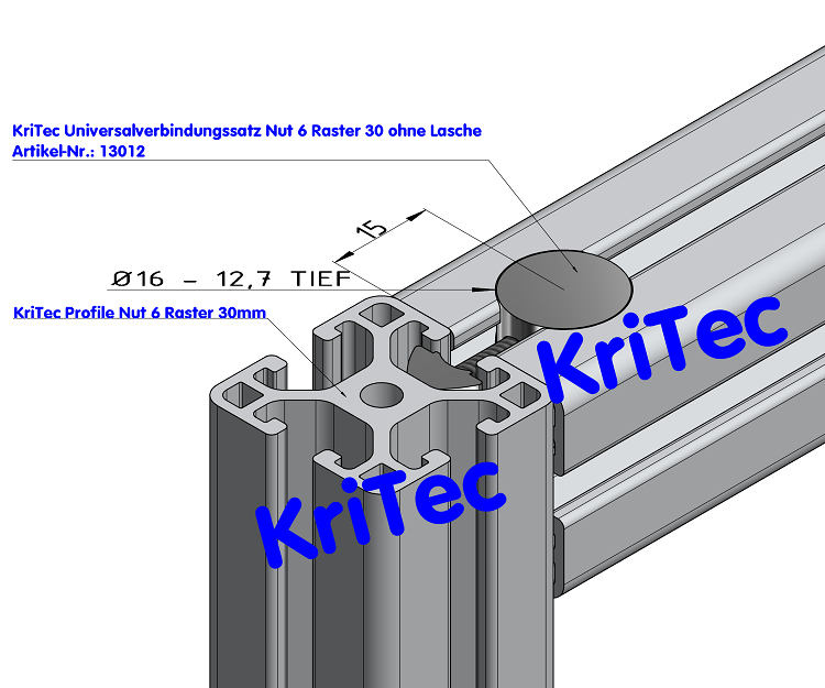 KriTec Universalverbindungssatz Nut 6 Raster 30 ohne Lasche