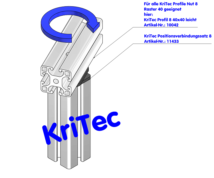 KriTec Positionsverbindungssatz 8 Raster 40