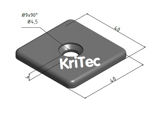 KriTec Abdeckkappe 8 PA 40x40 verschraubt inkl. Schrauben