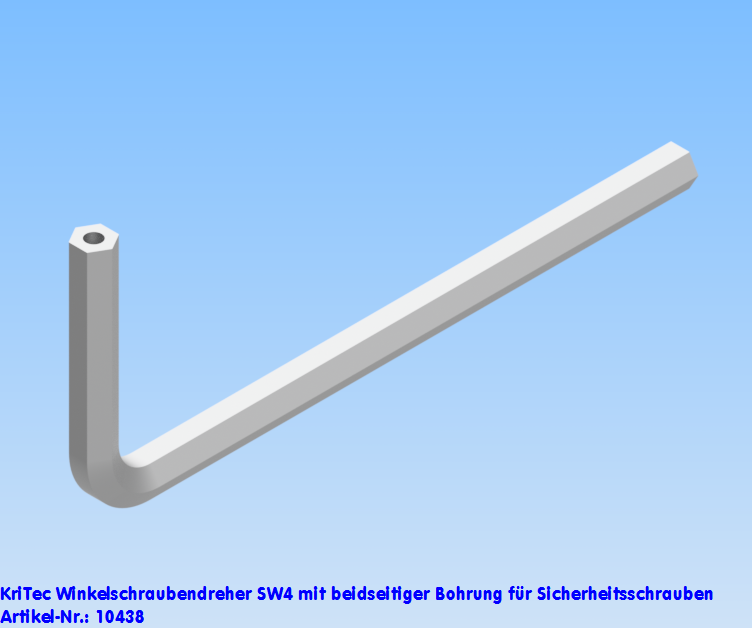 KriTec Winkelschraubendreher SW4 mit beidseitiger Bohrung für Sicherheitsschrauben