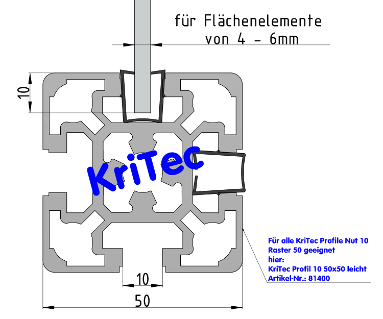 KriTec Einfassprofil 10 Raster 40/ 45/ 50/ 60, PP + TPE schwarz