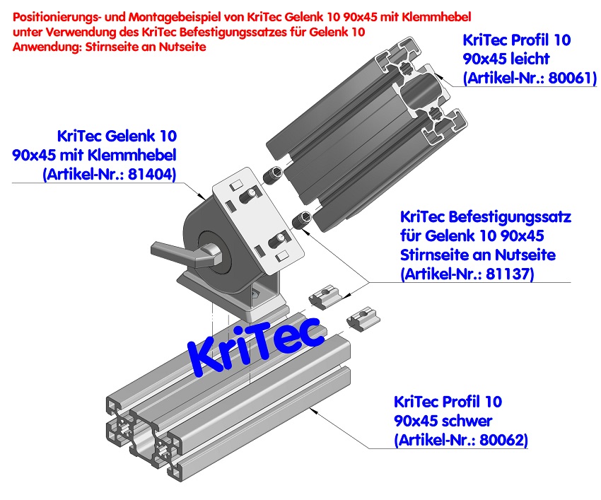 KriTec Gelenk 10 90x45 mit Klemmhebel