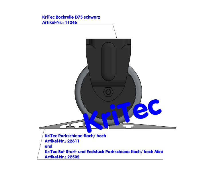 KriTec Bockrolle D75 schwarz - auch antistatisch