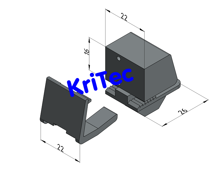 KriTec Klemm-Multiblock 8 PA, grau ähnl. RAL 7042