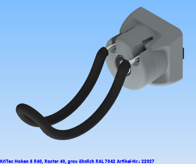 KriTec Haken 8 R40, Raster 40, grau ähnlich RAL 7042