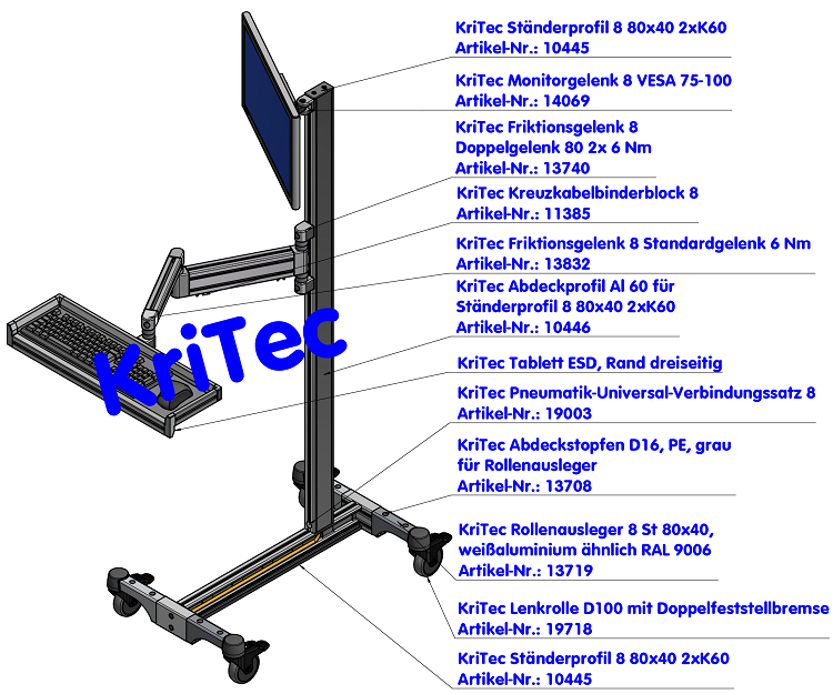 KriTec Monitorgelenk 8 VESA 75-100