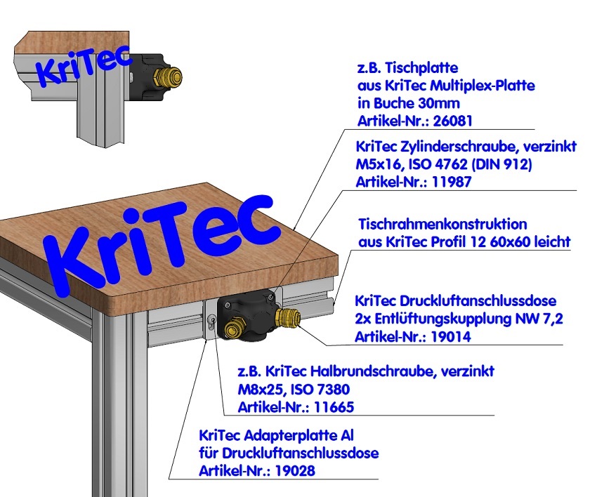 KriTec Druckluftanschlussdose 2x Entlüftungskupplung NW 7,2