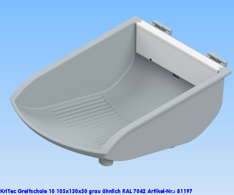 KriTec Greifschale 10 105x130x50 grau ähnlich RAL 7042