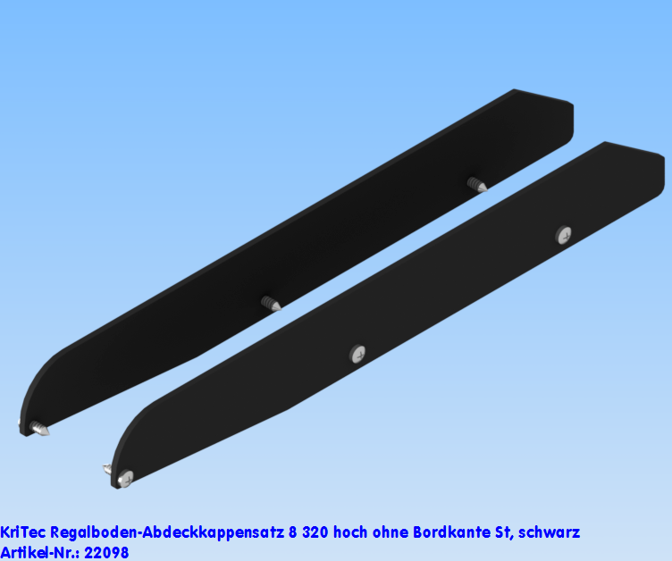 KriTec Regalboden-Abdeckkappensatz 8 320 hoch ohne Bordkante St, schwarz