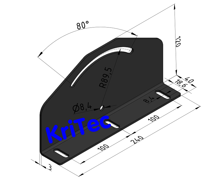 KriTec Schwenkwinkel Mammut, schwarz ähnl. RAL 9005 matt