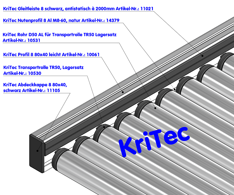 KriTec Nutenprofil 8 Al M8-60, natur