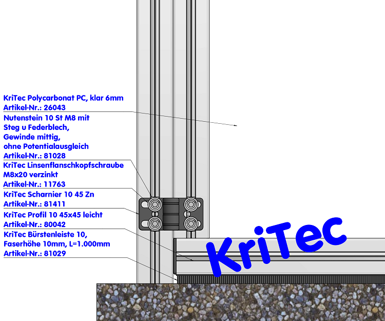 KriTec Scharnier 10 40/ 45 Zn, schwarz