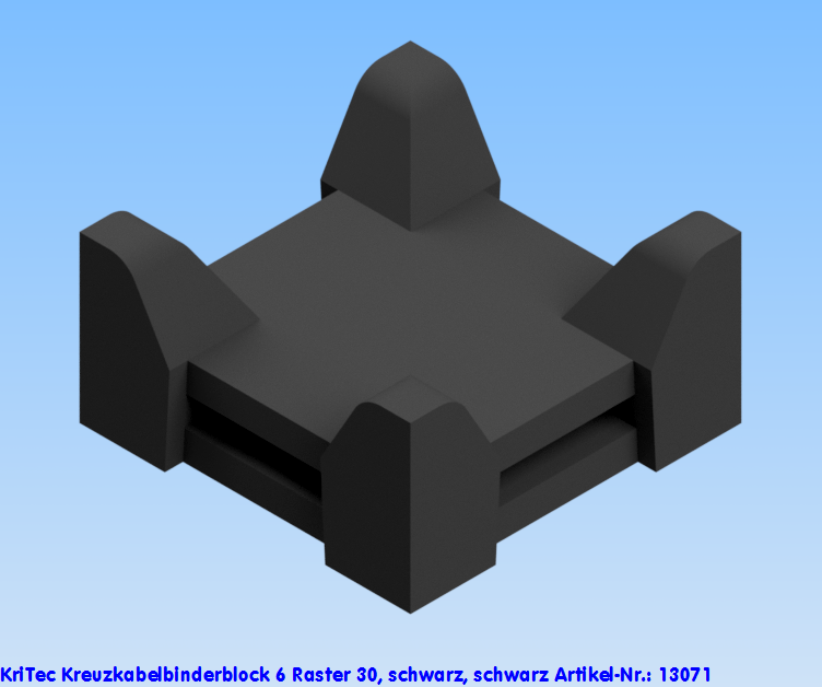 KriTec Kreuzkabelbinderblock 6 Raster 30, schwarz